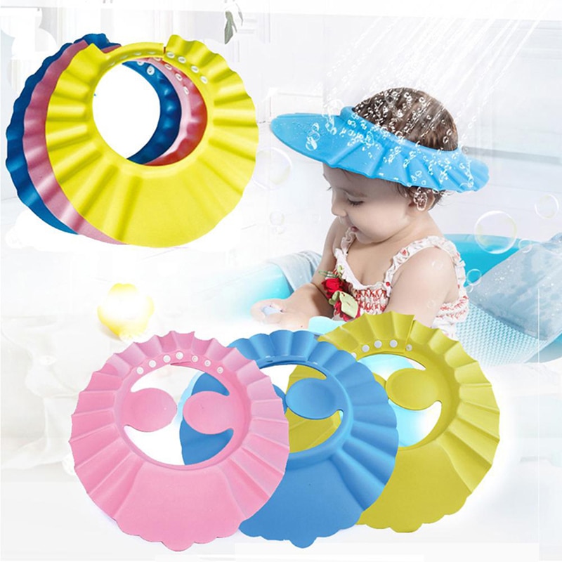 Baby Shower Caps Shampoo Cap Wash Hair Kids Bath Visor Hats Adjustable Shield Waterproof Ear Protection Eye Children Hats Infant